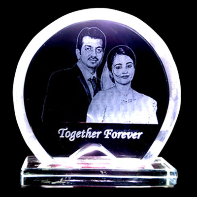 "Personalised Half Moon 2D Crystal with Message (Medium) - Click here to View more details about this Product